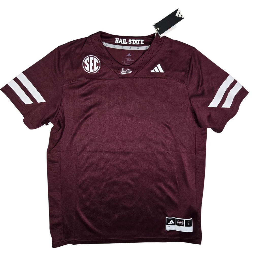 $100 Adidas Mississippi State Bulldogs NCAA Mens Large Football Home Jersey L